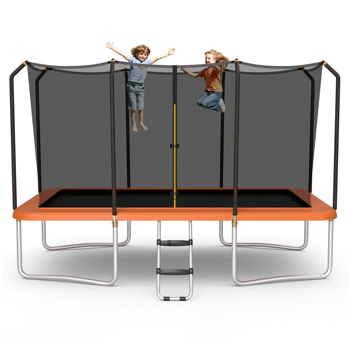 Cama elástica rectangular recreativa de 8 x 14 pies con red de seguridad y escalera