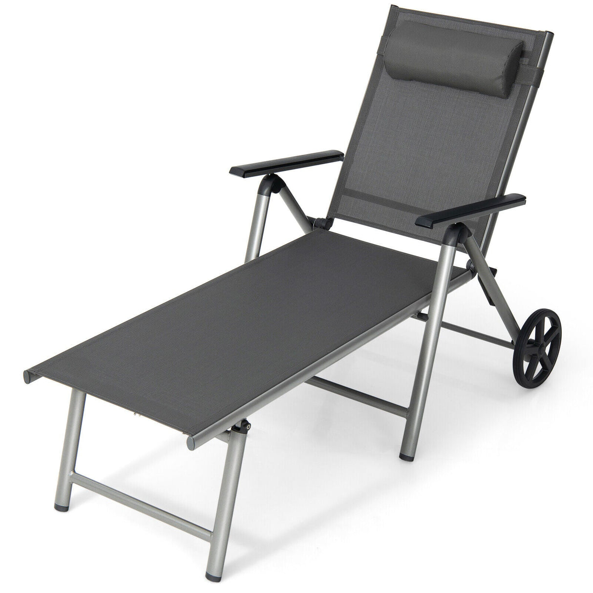 Tumbona plegable ajustable para patio con ruedas
