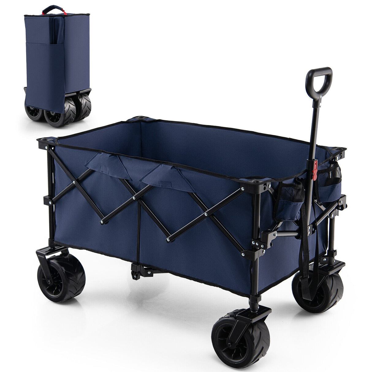 Carro utilitario plegable para jardín con ruedas anchas y mango ajustable
