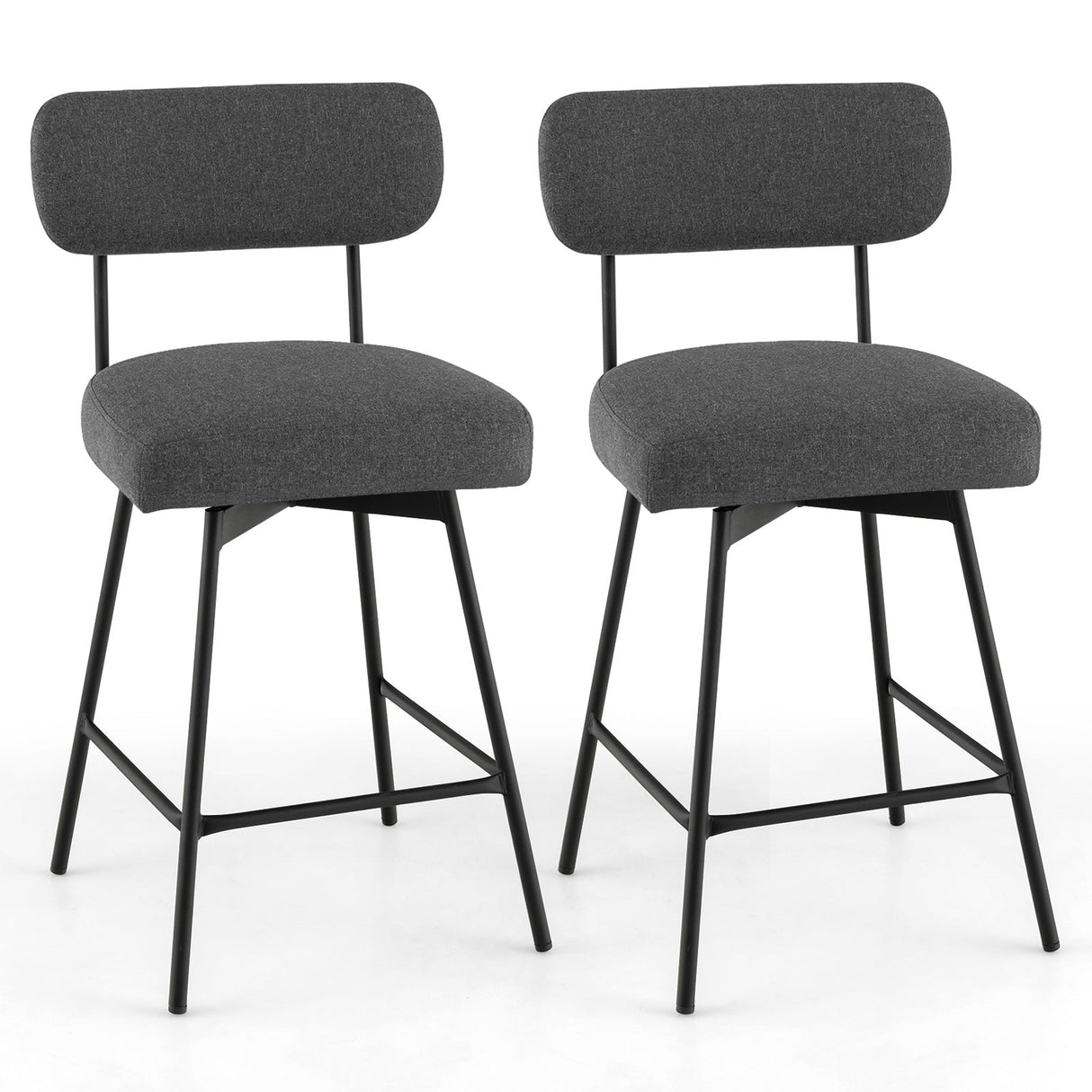 Taburetes de bar tapizados modernos de 2 piezas de 25 pulgadas con respaldo y reposapiés