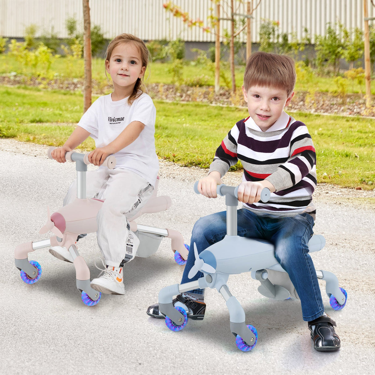 Coche empujador para niños 2 en 1 con ruedas luminosas LED
