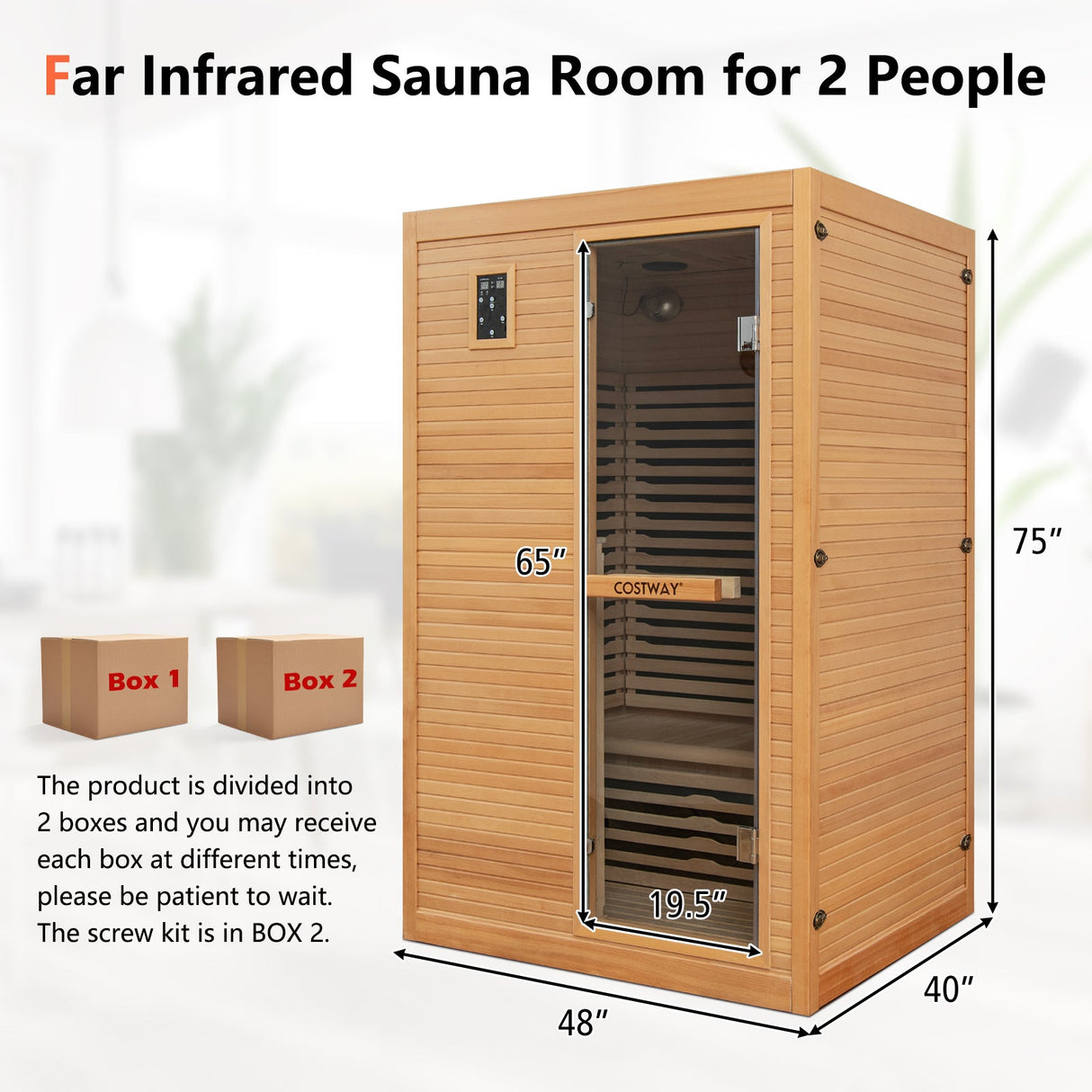 2024 Nueva Sala de Sauna de Madera Infrarroja Lejana para 2 Personas con Terapia de Luz Roja Gratuita para el Hogar