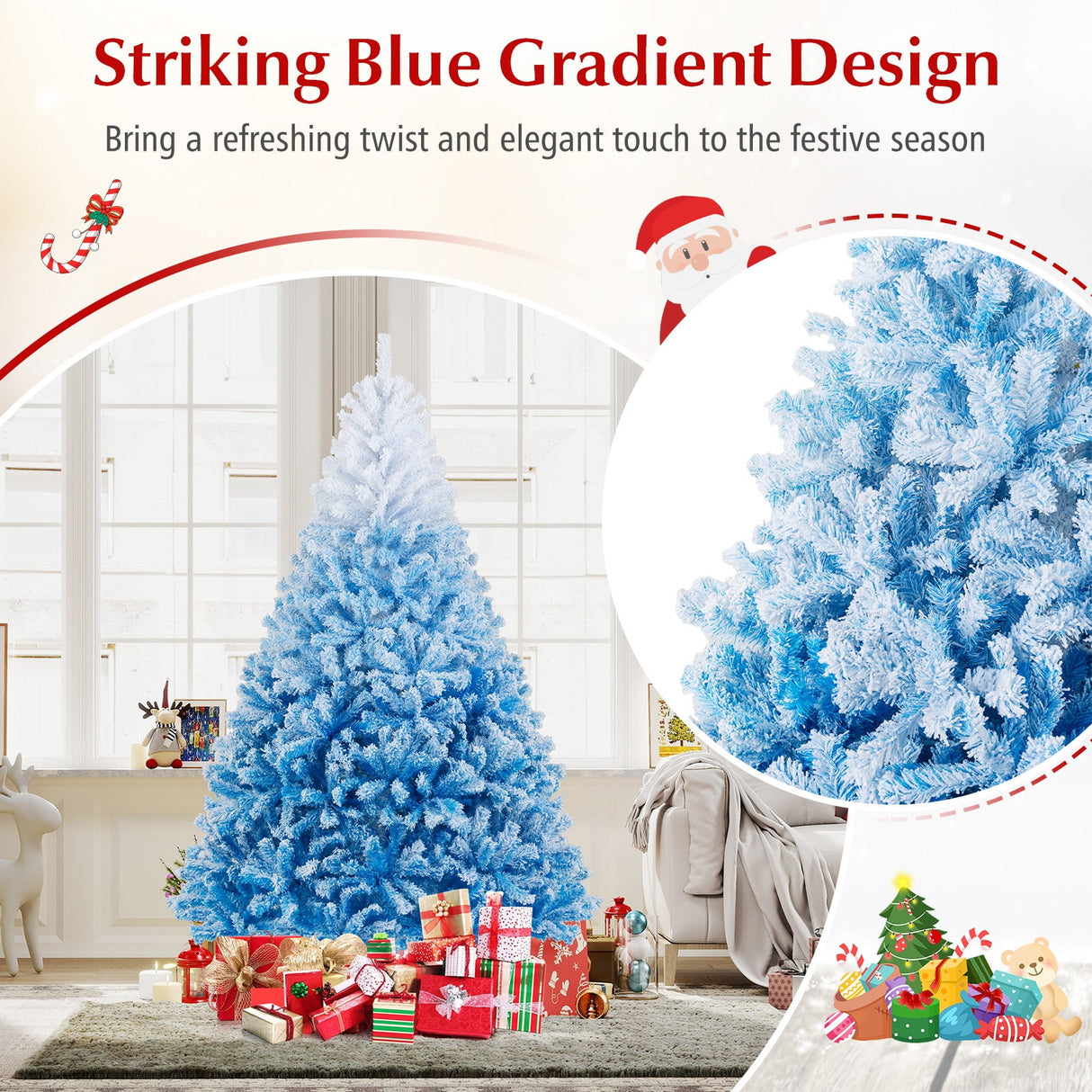 Árbol de Navidad Artificial Nuevo 2025 con 456 Ramas y Soporte Metálico Plegable