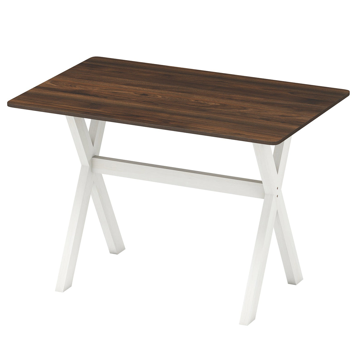 Mesa de comedor moderna, mesa de cocina de madera con estructura en forma de X - Blanca