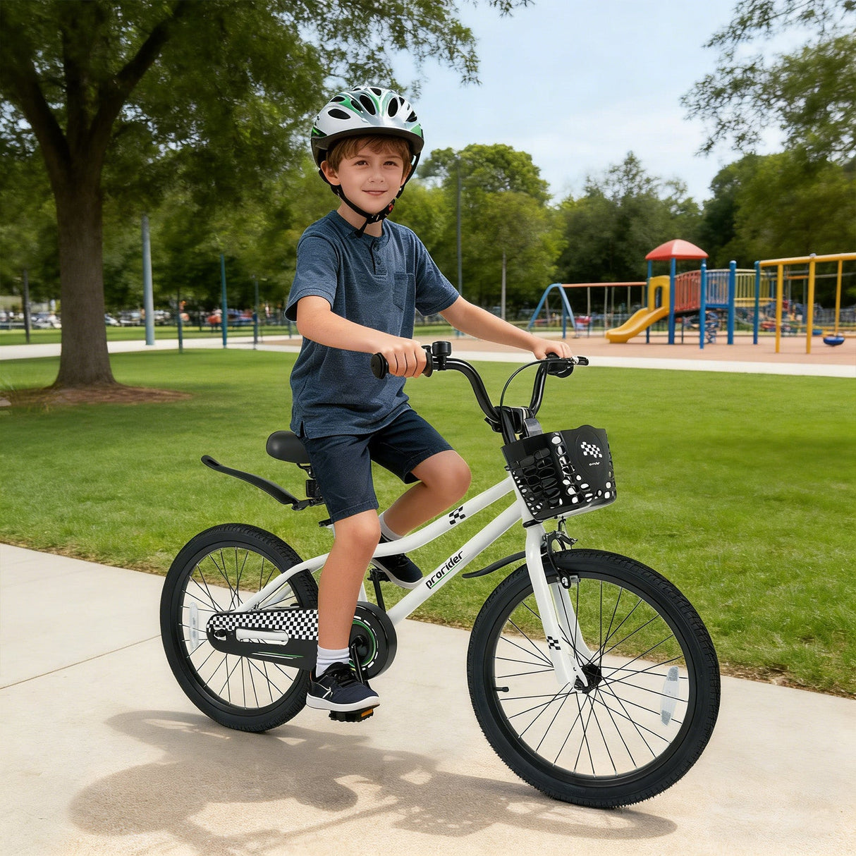 Bicicleta Infantil de 20 Pulgadas, Ajustable con Pata de Cabra y Cesta de Almacenamiento para Mayores de 8 Años