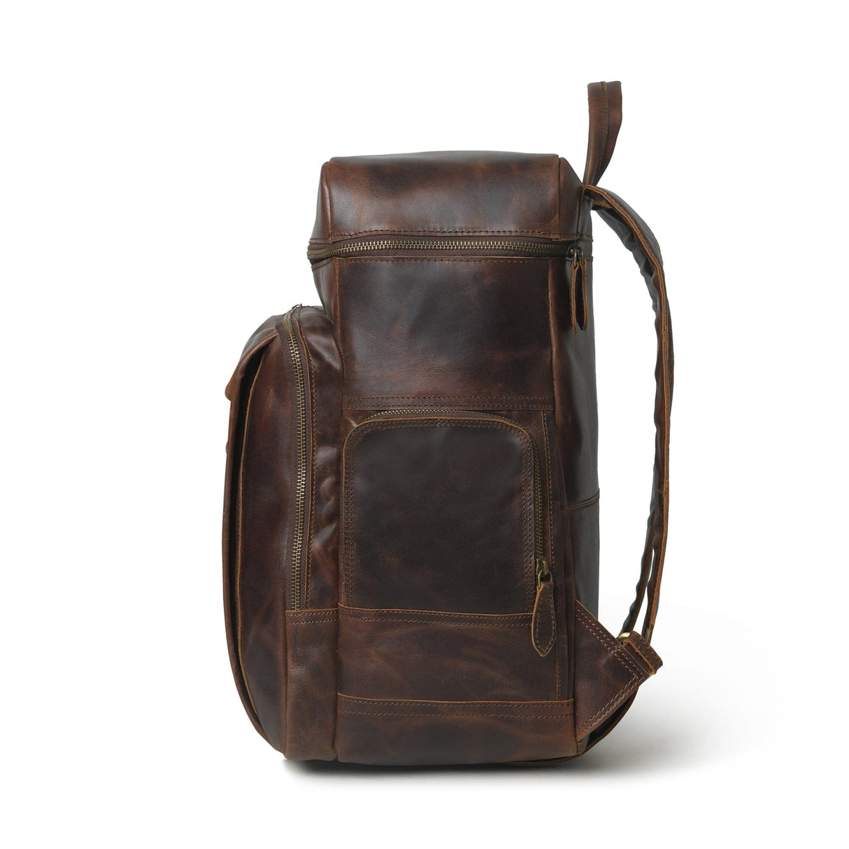 Mochila de Viaje Alpha de Cuero de Búfalo Marrón