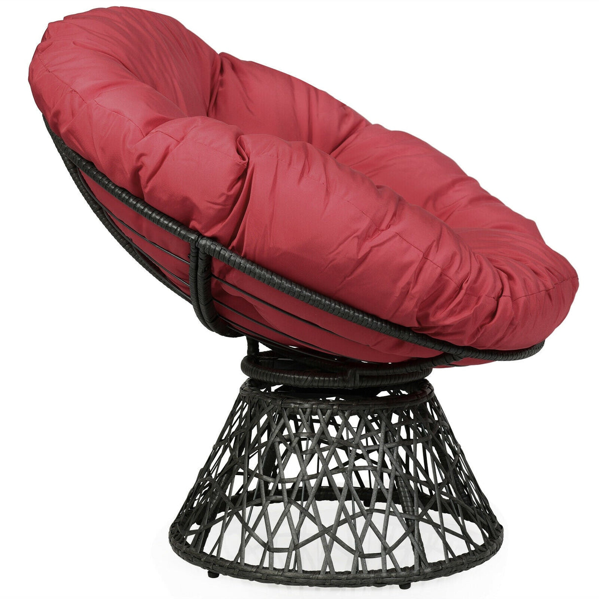 Sillón Papasan de Ratán Ergonómico Giratorio 360 Grados Cojín Suave para Jardín