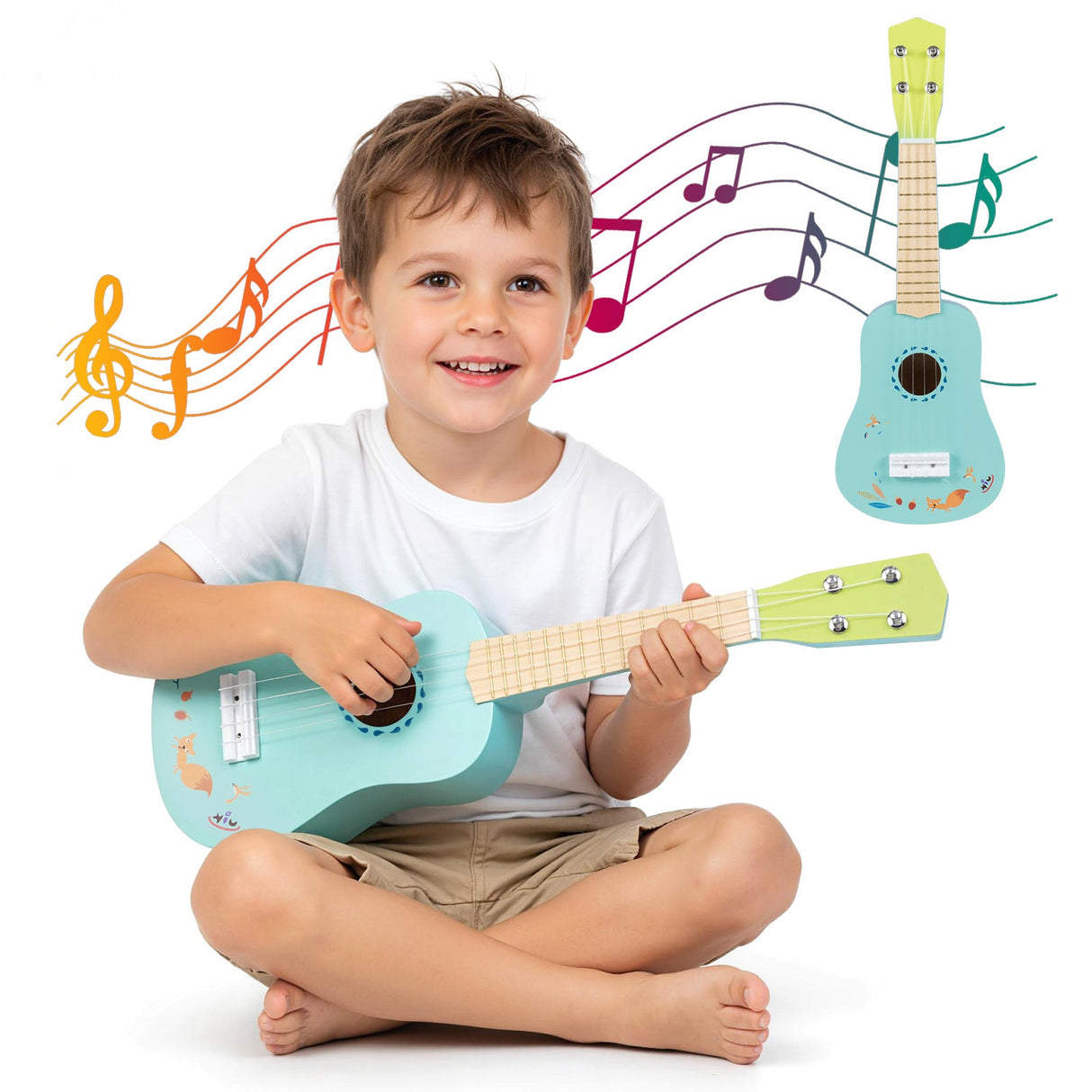 Ukelele de 21 pulgadas para niños con cuerpo de tilo, para mayores de 3 años
