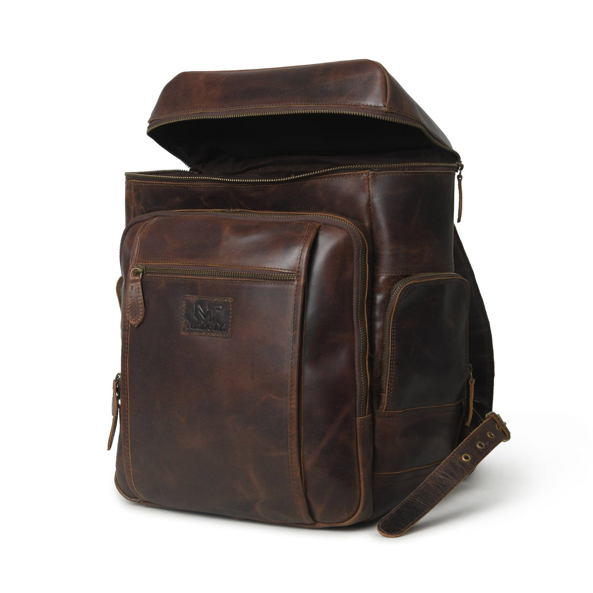 Mochila de Viaje Alpha de Cuero de Búfalo Marrón