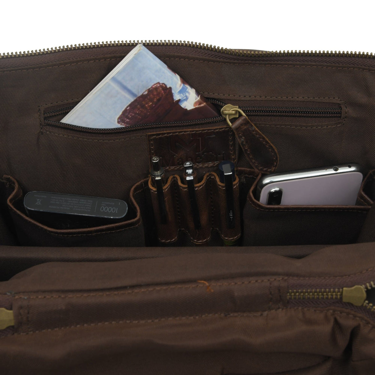 Mochila de Viaje Alpha de Cuero de Búfalo Marrón