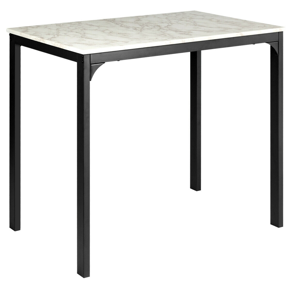 Juego de comedor de altura de mostrador de 3 piezas con mesa de imitación mármol