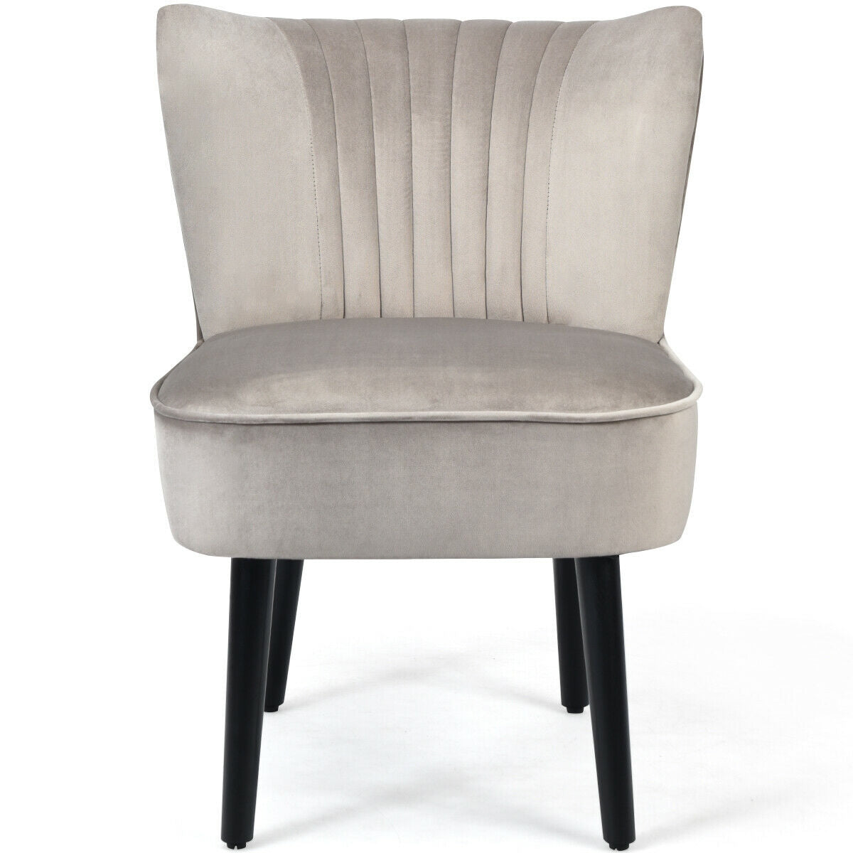 Juego de 2 sillones modernos tapizados con patas de madera maciza