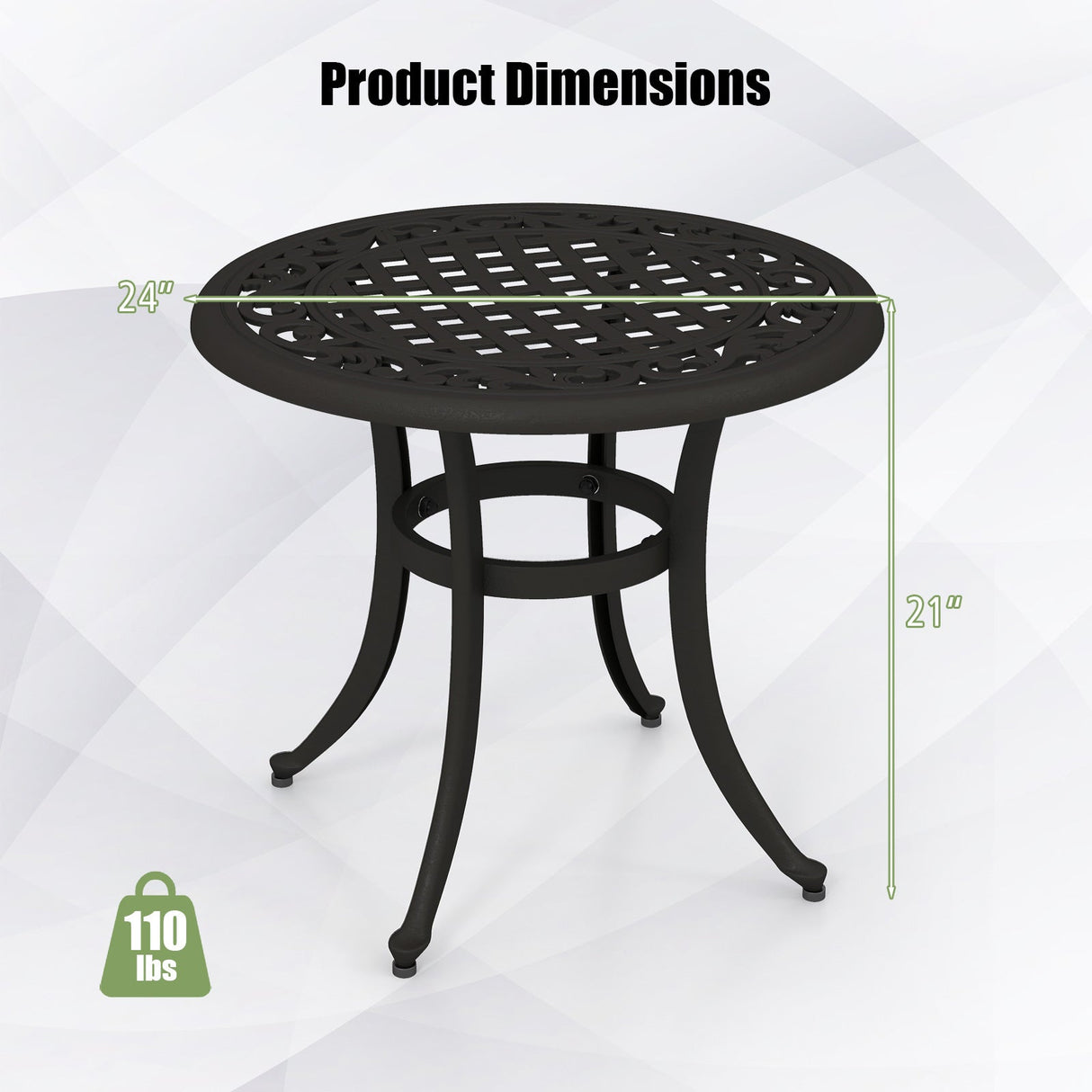 Mesa Auxiliar de Patio de 24 Pulgadas con Almohadillas Ajustables para Borde de Piscina, Patio Trasero, Balcón-Marrón Rústico
