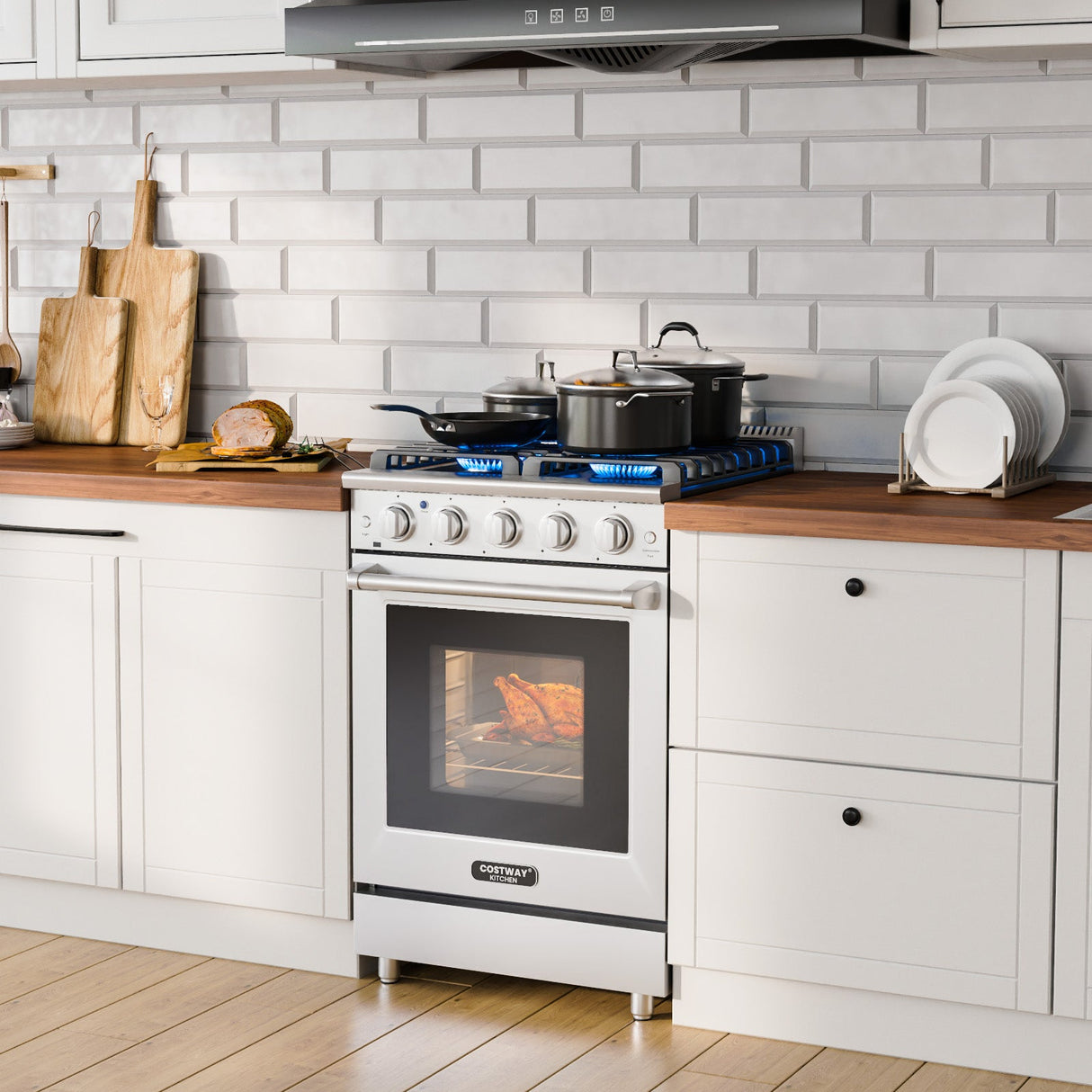 Cocina de gas natural independiente de 24 pulgadas con encimera de 4 quemadores