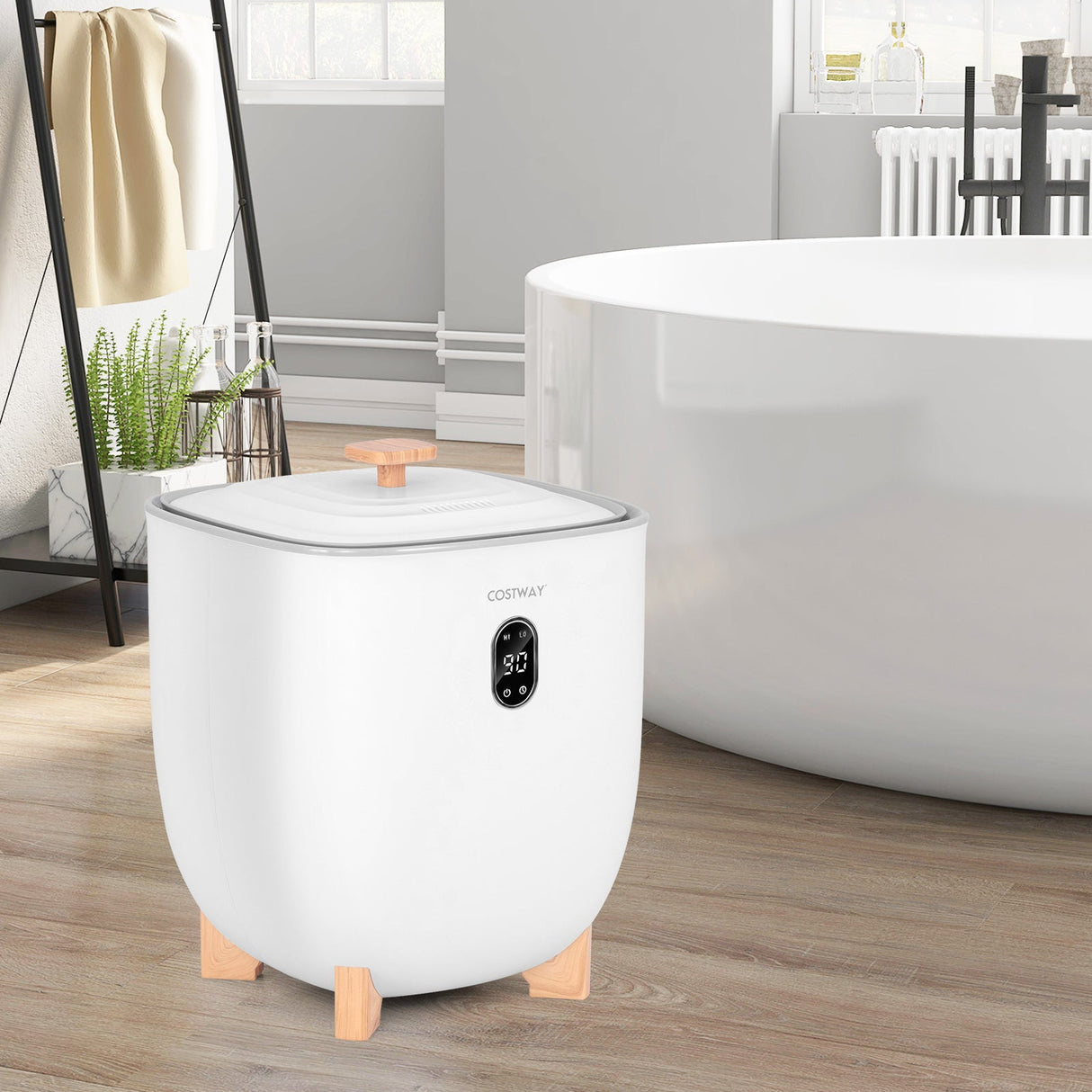 Calentador de toallas tipo cubo de 25 litros con 2 ajustes de temperatura y apagado automático - Blanco