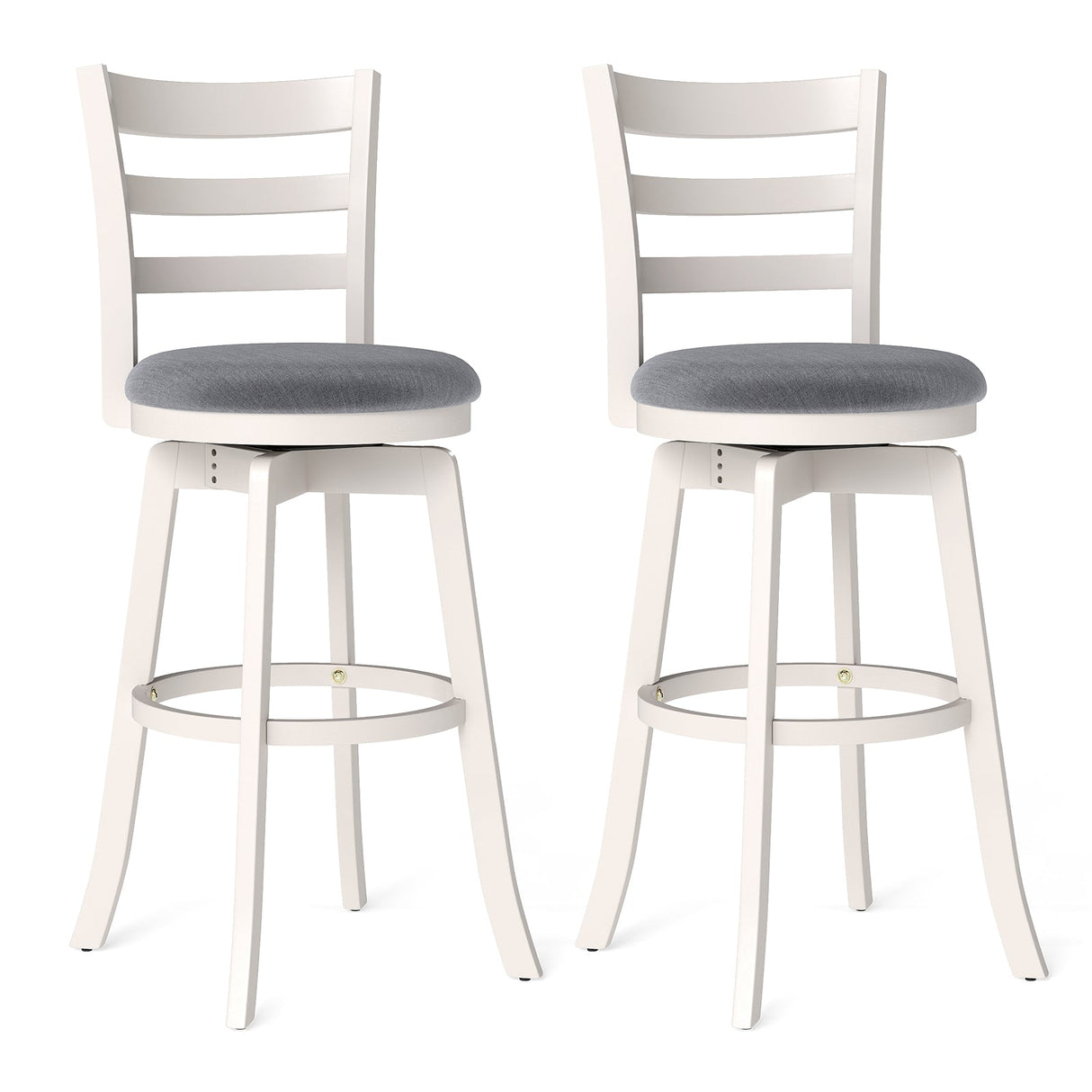 Taburetes de barra giratorios de 25"/30.5" (juego de 2) Sillas giratorias de 360° para barra/mostrador con asiento tapizado