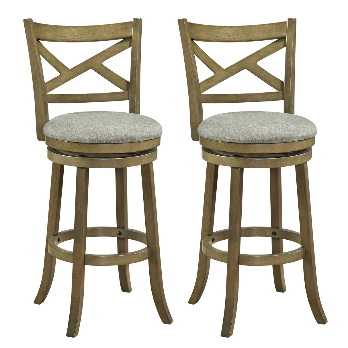 25/30 Inch Swivel Bar Stools Set of 2 with Backrests and Wood Frame