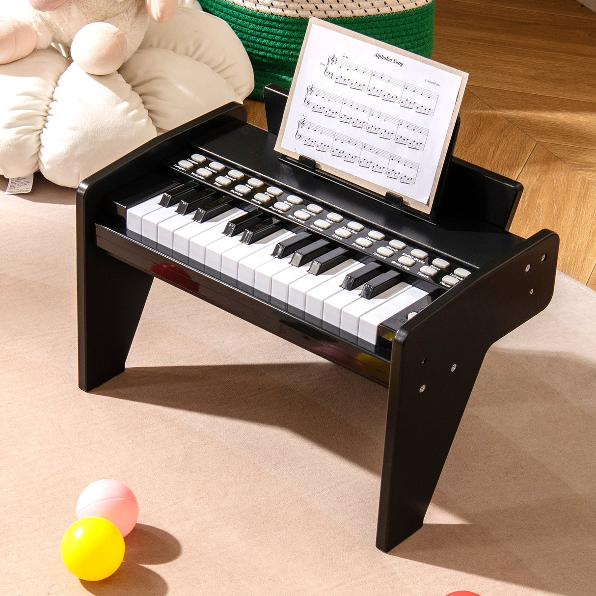 Teclado de piano para niños de 25 teclas con velocidad y volumen ajustables
