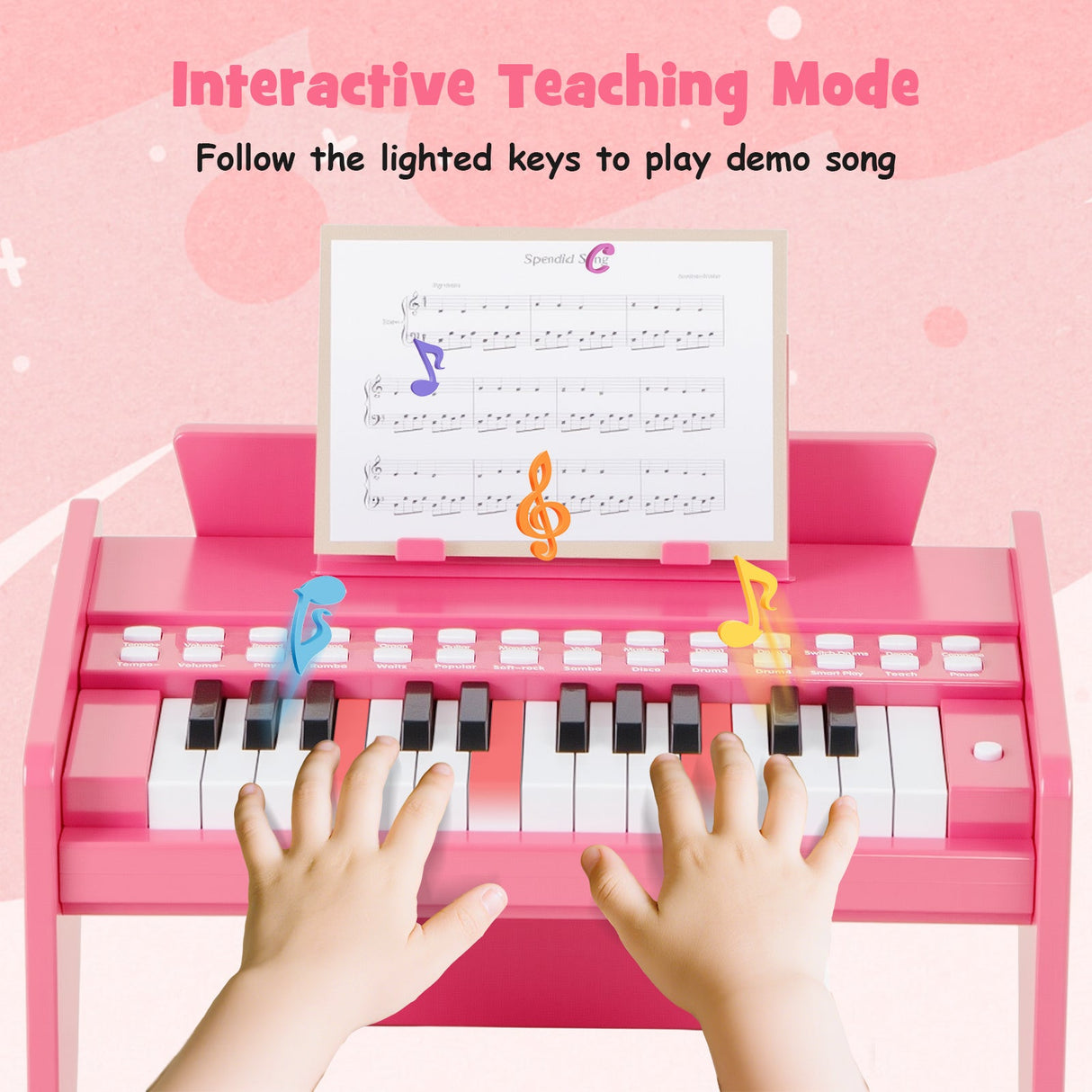 Teclado de piano para niños de 25 teclas con velocidad y volumen ajustables