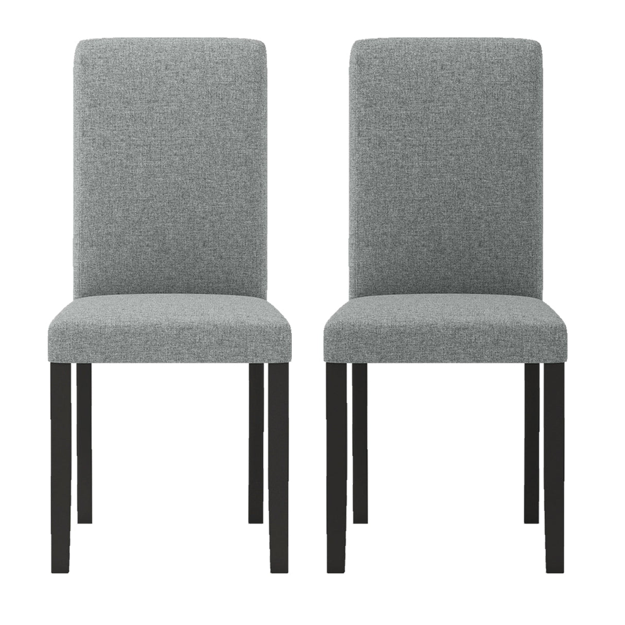 Juego de 2 sillas de comedor modernas de mediados de siglo con patas de madera de caucho - Gris