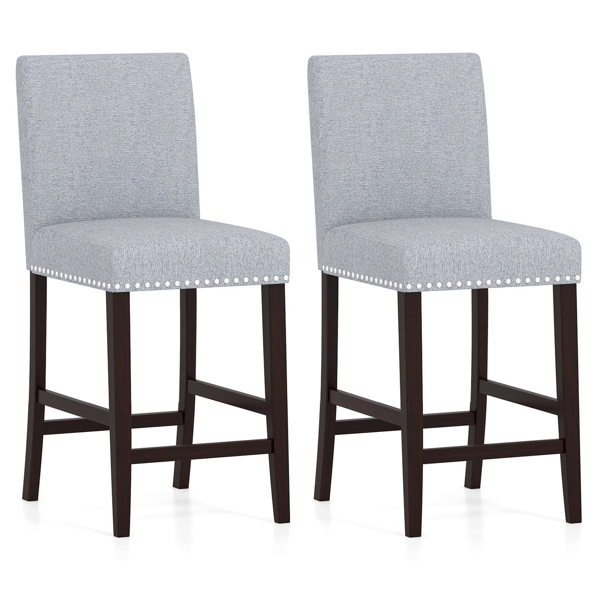 Juego de 2 sillas de comedor de 26 pulgadas con asiento y respaldo acolchados - Gris
