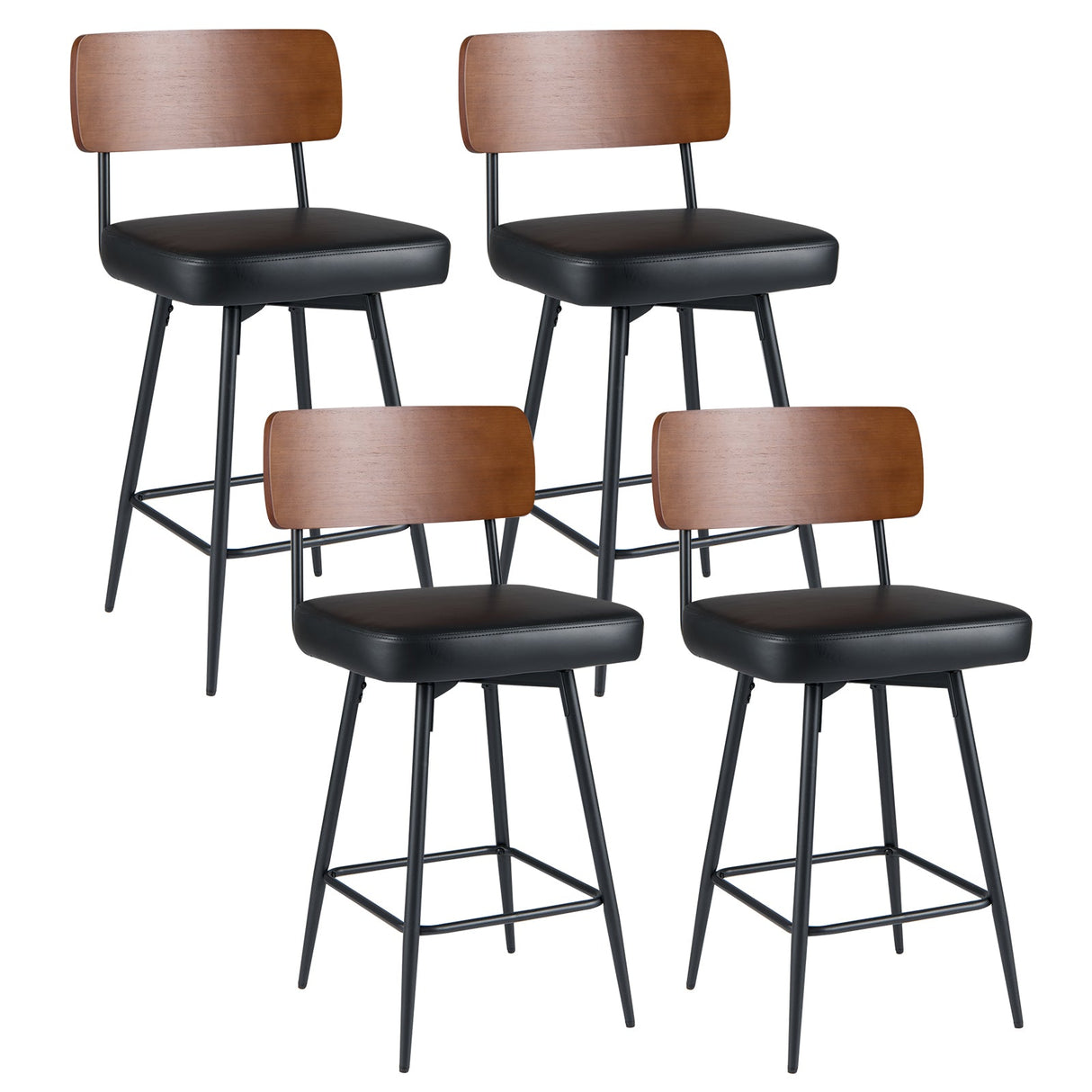 Juego de 4 taburetes de barra de 27 pulgadas acolchados con patas de metal