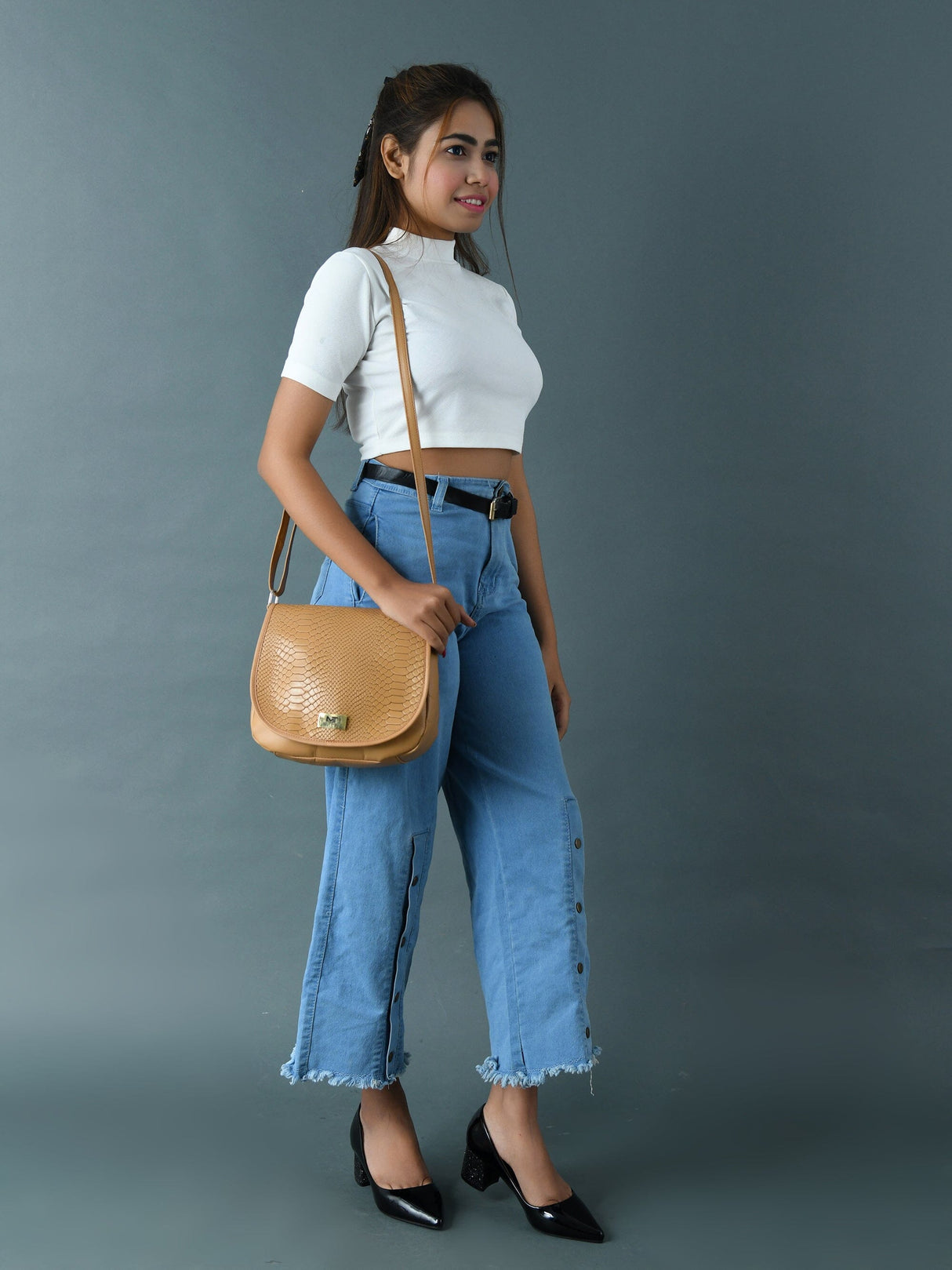 El bolso Croco - Beige