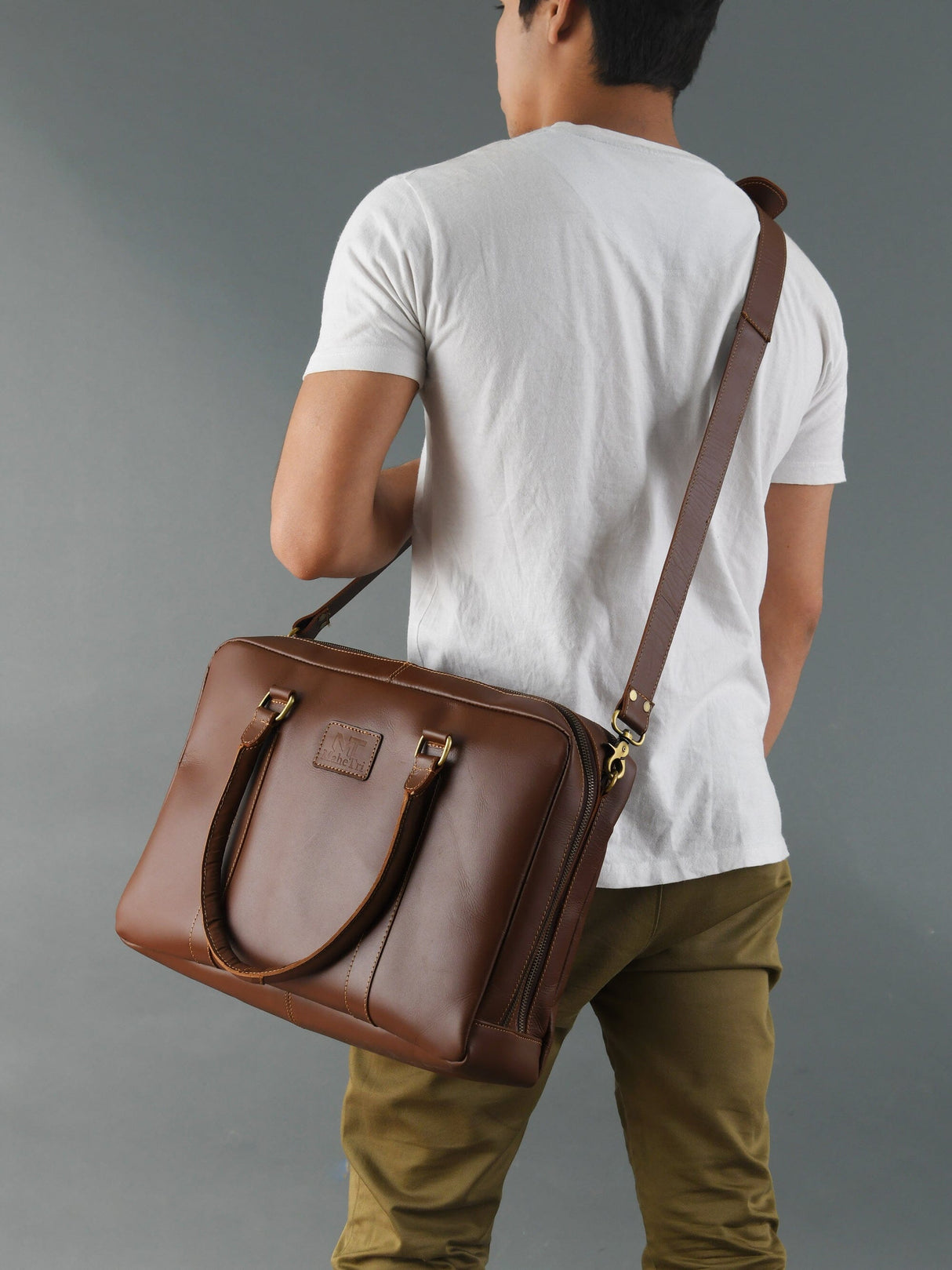Dixon Brown Buffalo Leather Portafolio Ejecutivo de Piel Búfalo para Laptop