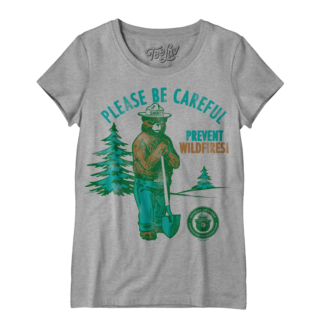 Smokey Bear Please Be Careful Prevent Wildfires Women's Scoopneck T-Shirt - Gray