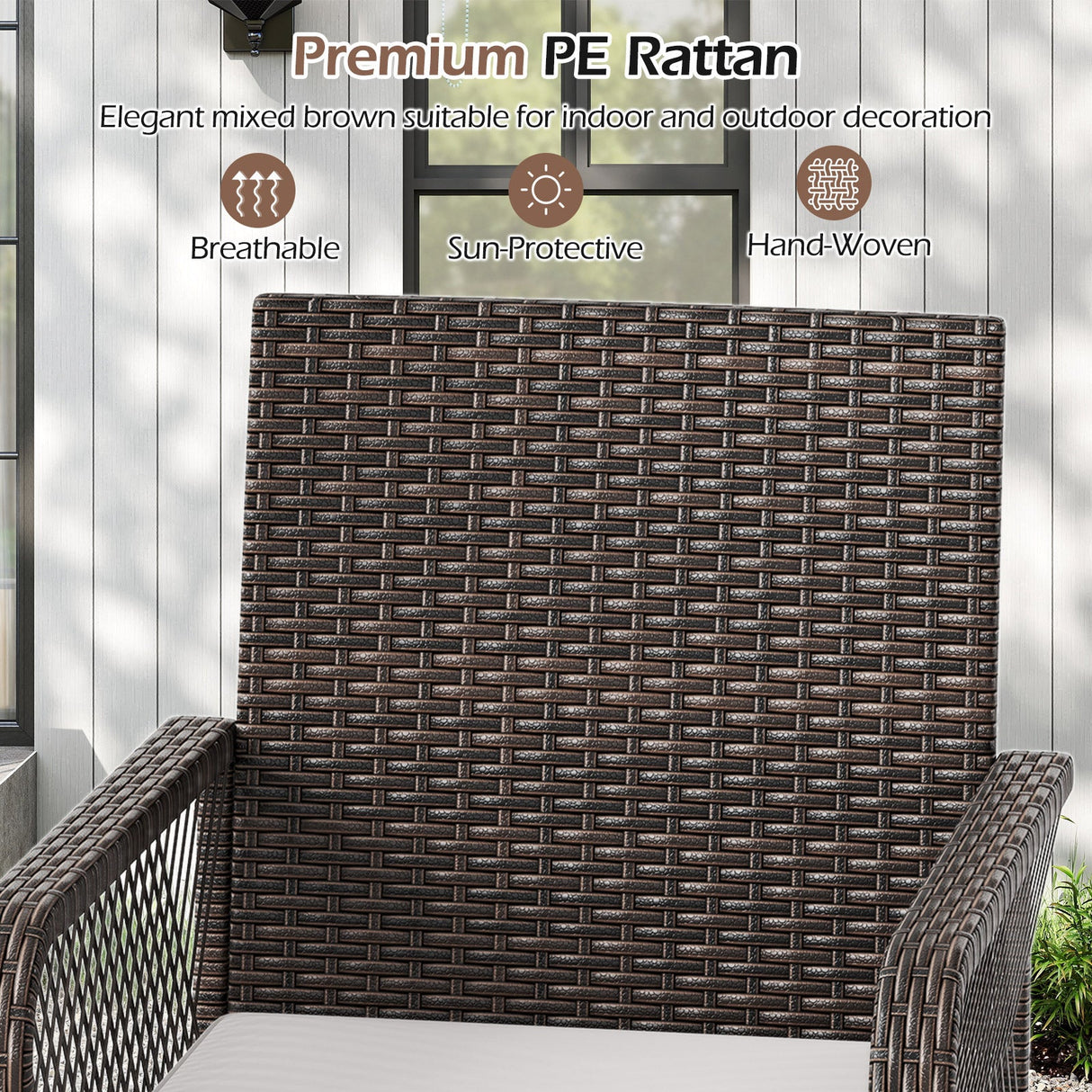 Taburete de bar giratorio 360° de 29 pulgadas para patio con reposabrazos entrecruzados y cojín de asiento - Blanco