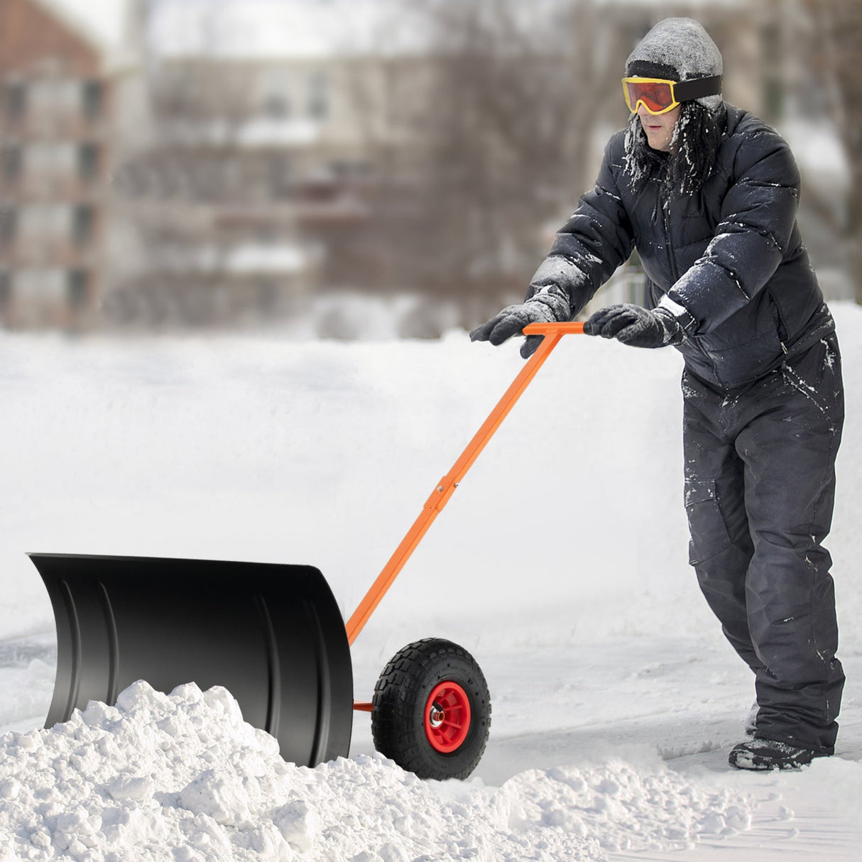 Empujador de Nieve de 29 Pulgadas para Entradas de Vehículos - Naranja