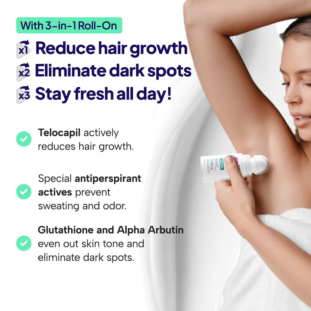 Epify 3-in-1 Underarm Roll-On Unisex, Hair Growth Minimizer, Dark Spot Corrector & Odor Control