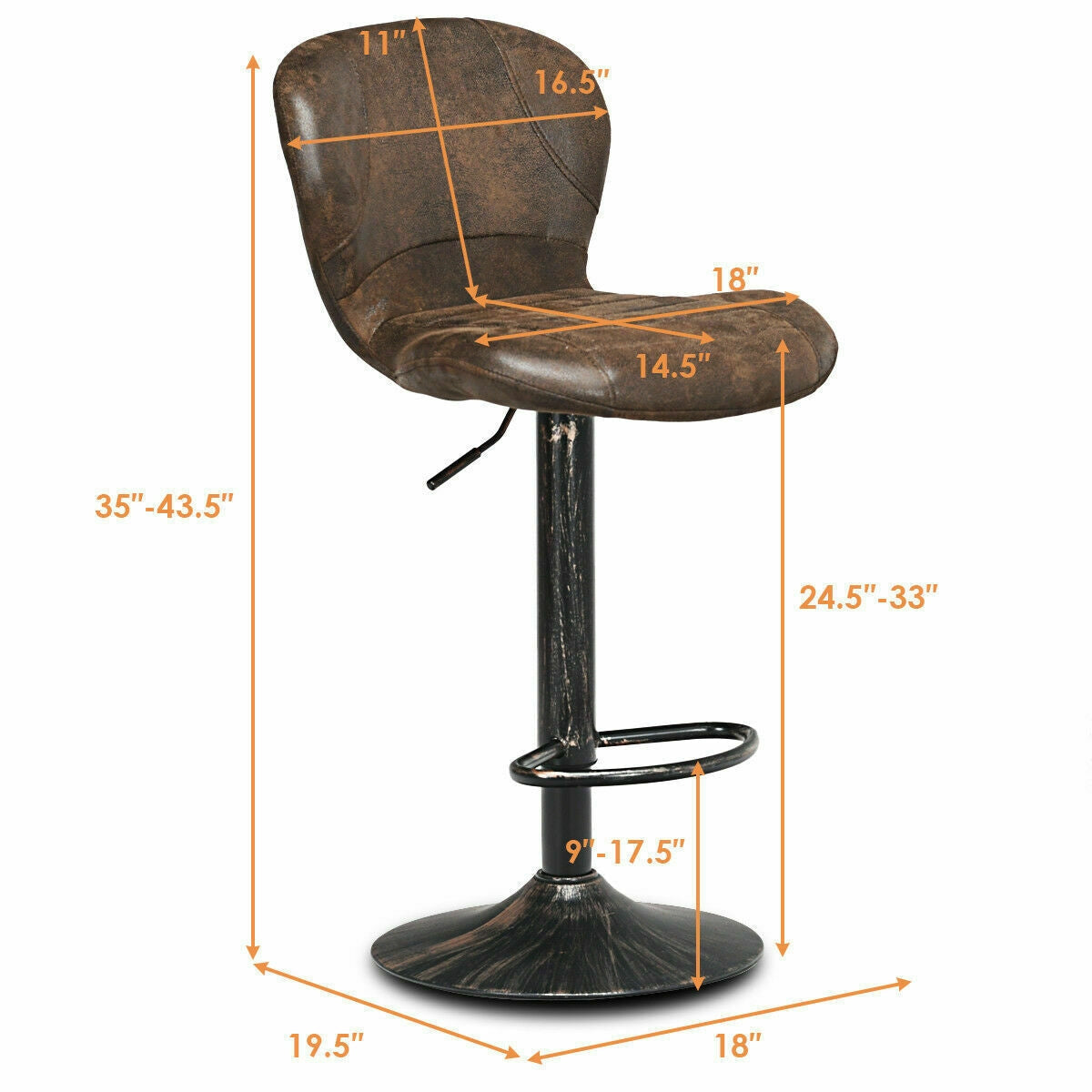 Juego de 2 taburetes de bar ajustables giratorios con tela termoadhesiva