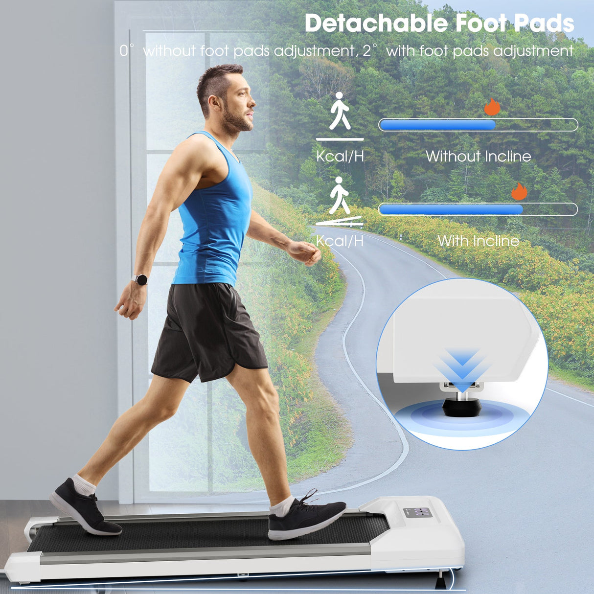 Cinta de Caminar de 2.25 HP con Pantalla LED y Control Remoto