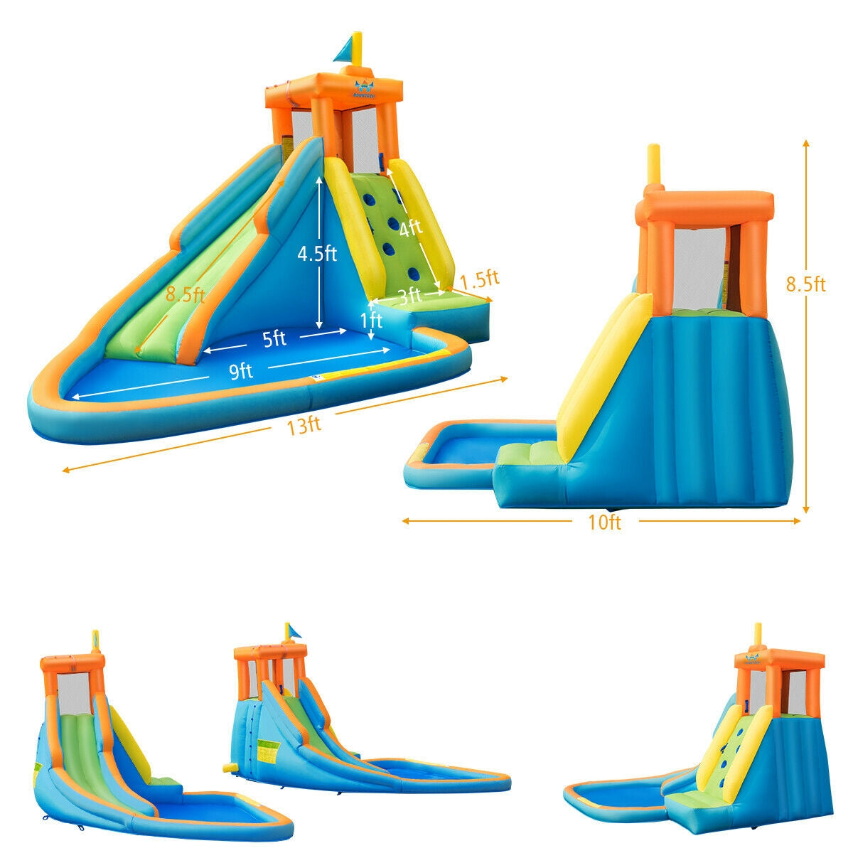 Casa inflable con tobogán de agua sin soplador