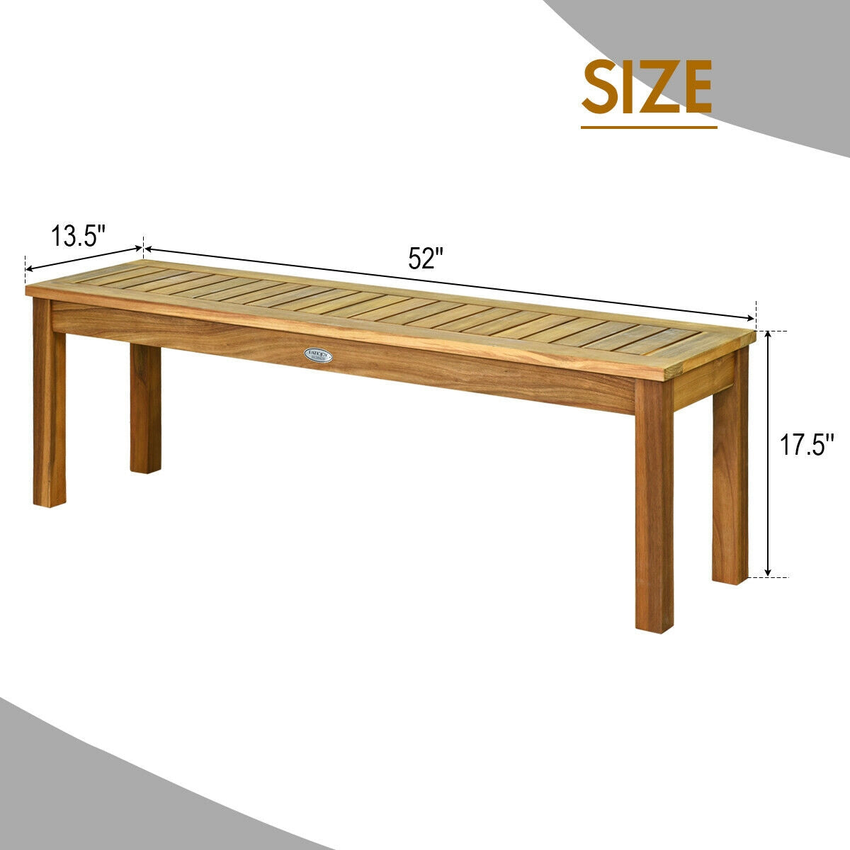Banco de comedor de madera de acacia para exterior de 52 pulgadas