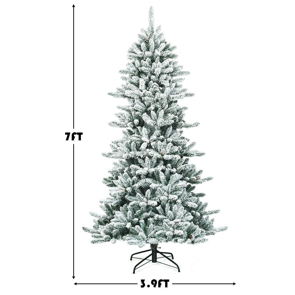 Abeto de Navidad artificial delgado de 7 pies con nieve flocada