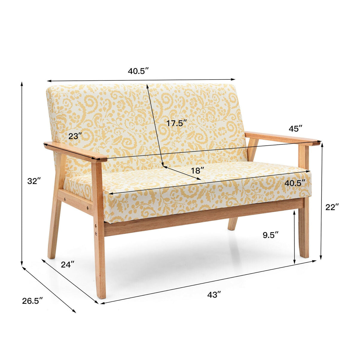 Modern Fabric Loveseat Sofa Couch Upholstered 2-Seat Armchair