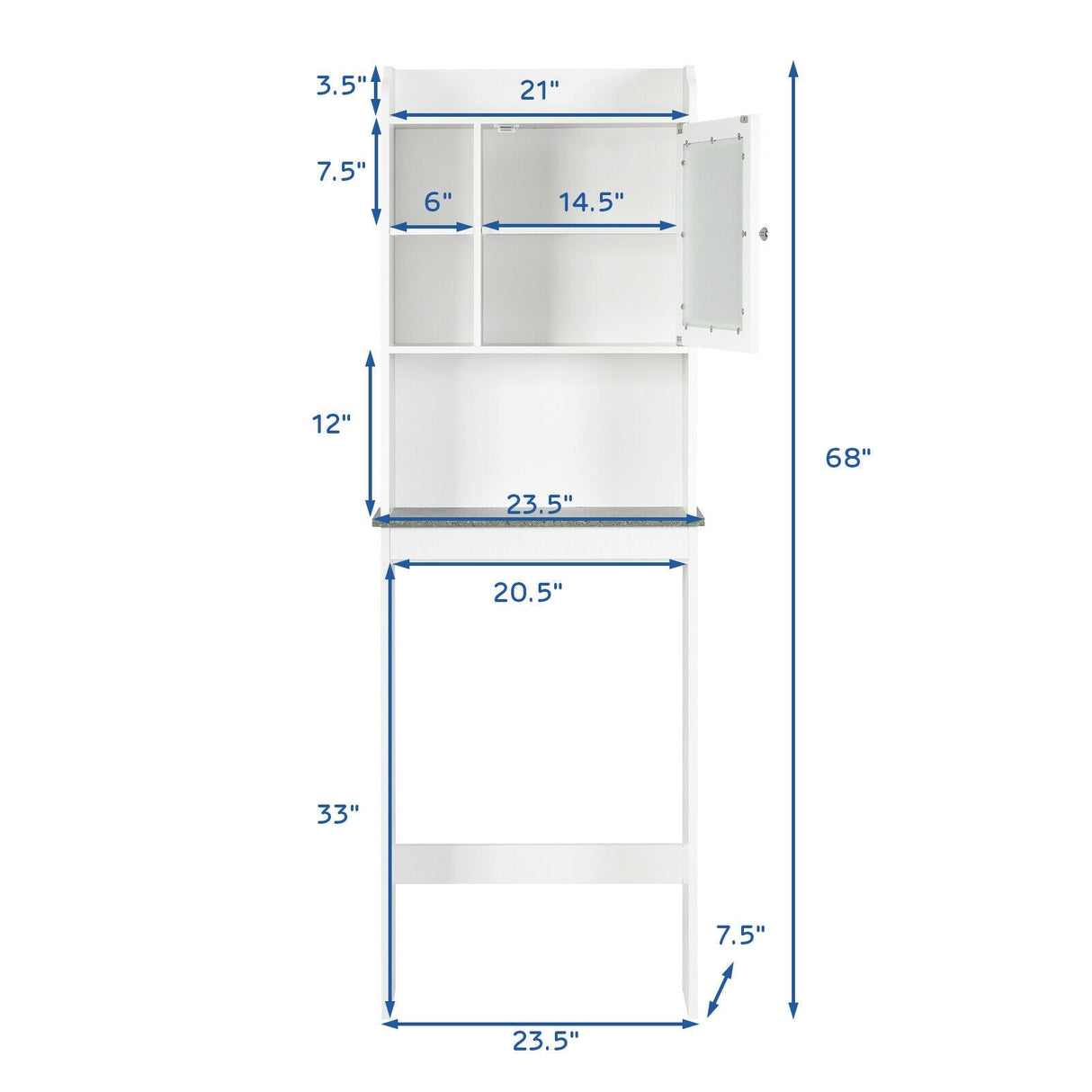 Armario blanco para baño ahorrador de espacio, sobre inodoro