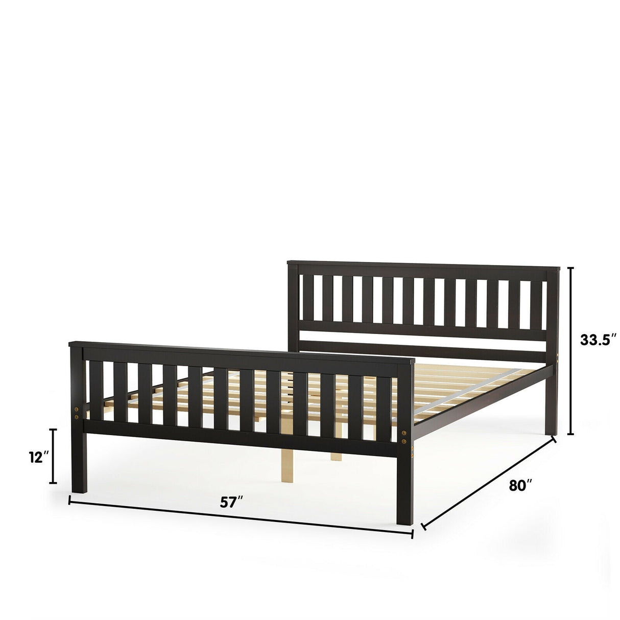 Cama Plataforma de Madera Tamaño Completo con Cabecera
