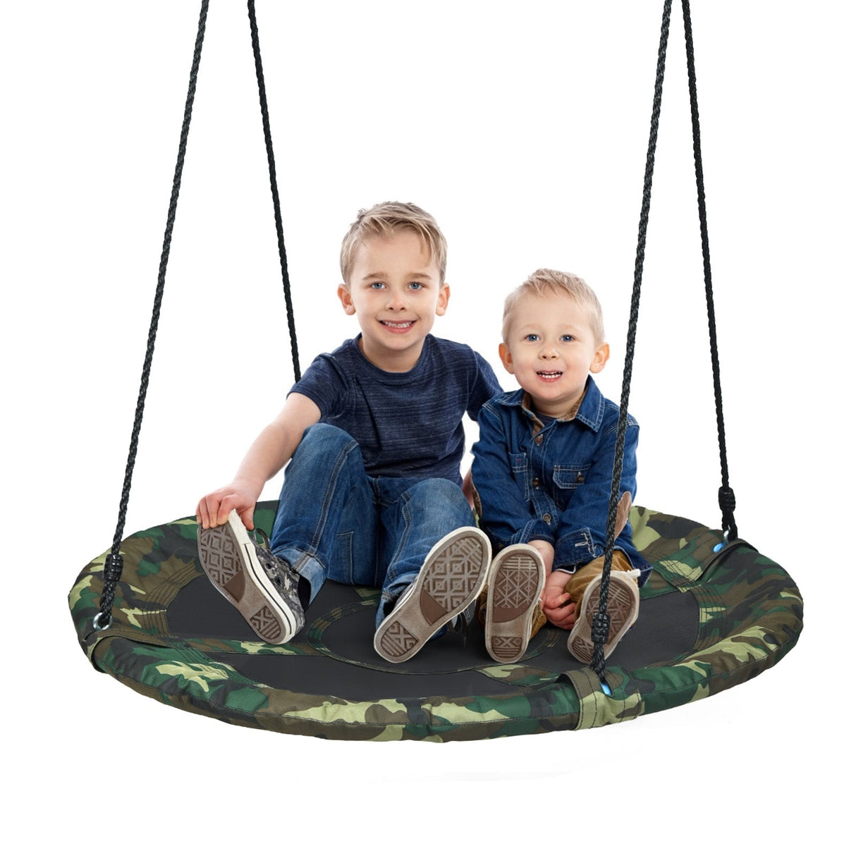 Columpio de árbol platillo volador de 40 pulgadas para exteriores con cuerdas ajustables, regalo para niños