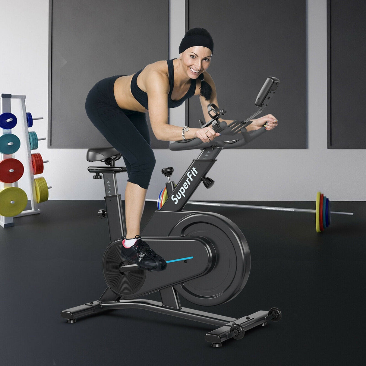 Bicicleta estática magnética con asiento y manillar ajustables