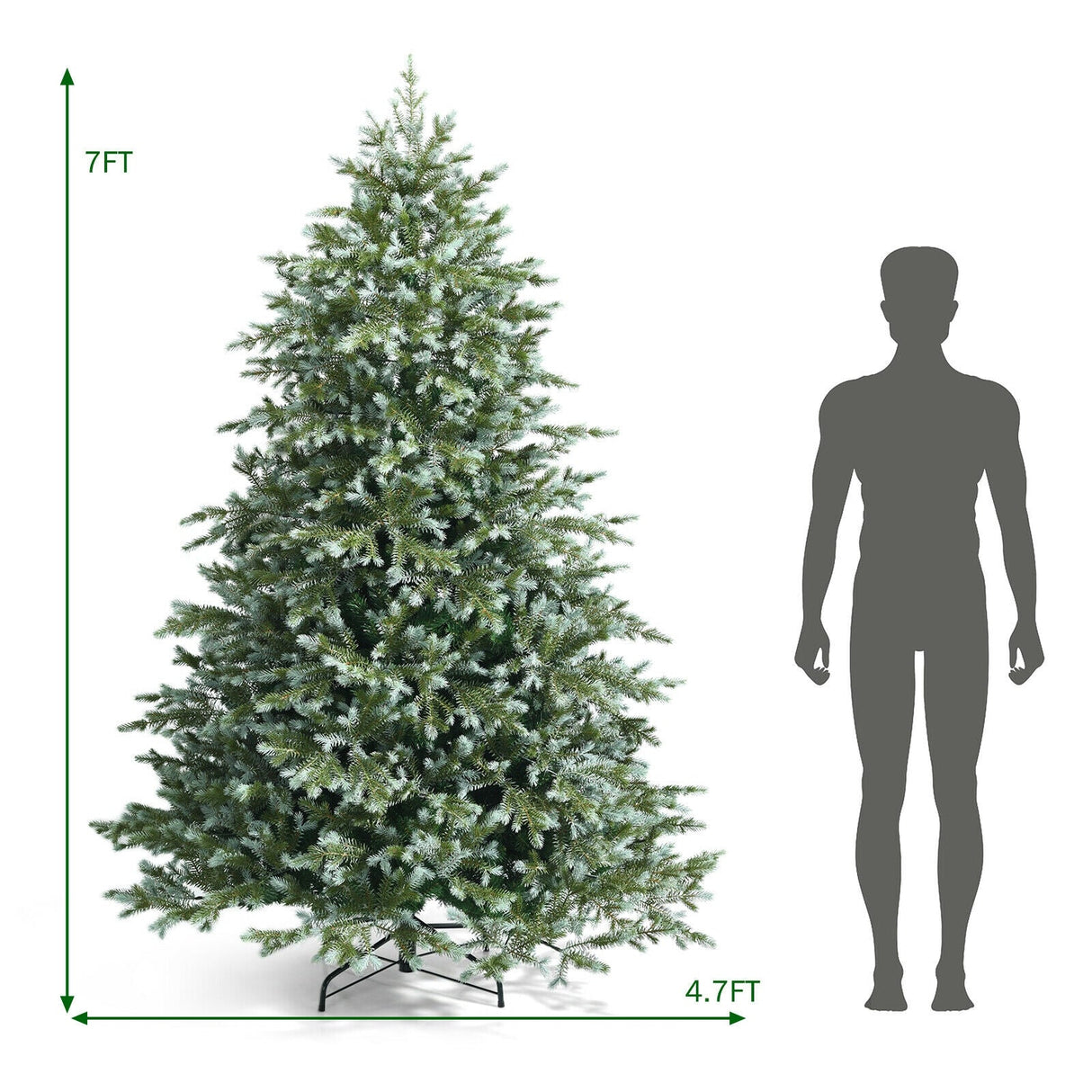 Árbol de Navidad Artificial de 2,13 m con 1260 Puntas Mixtas de PE y PVC