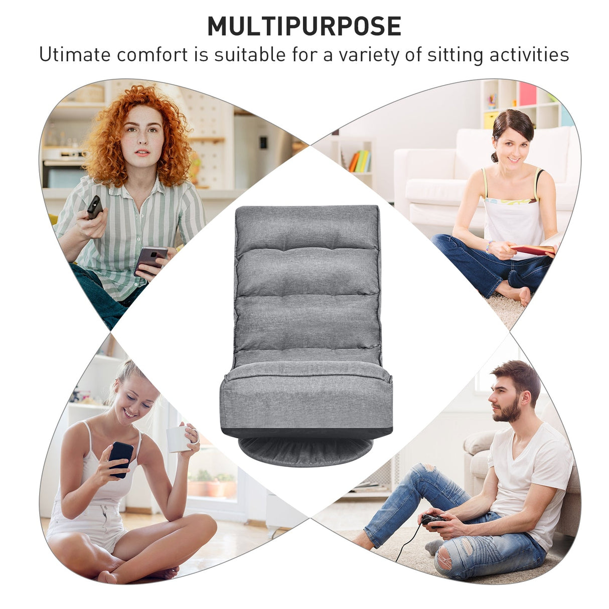 Silla de juego plegable de suelo de 5 posiciones