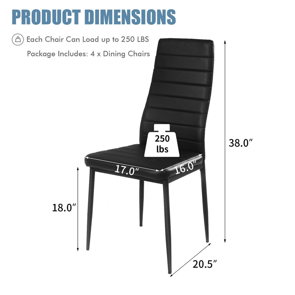 Juego de 4 sillas de comedor modernas de cuero con estructura de metal