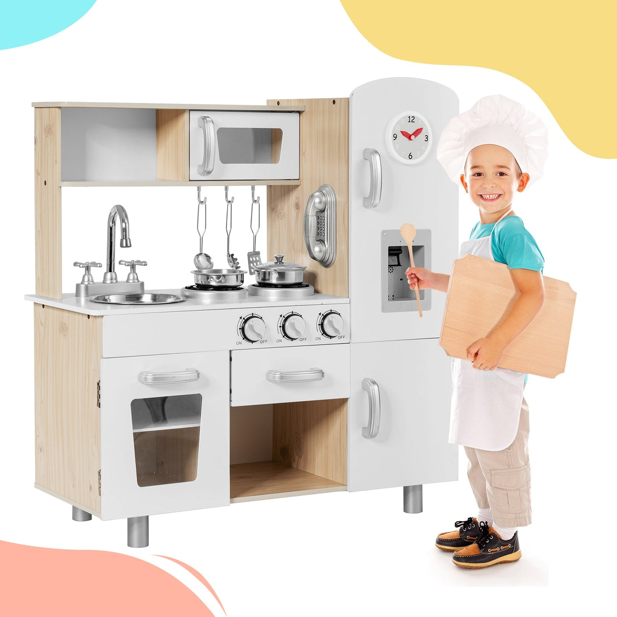 Juego de cocina de juguete de simulación vintage para niños con dispensador de agua