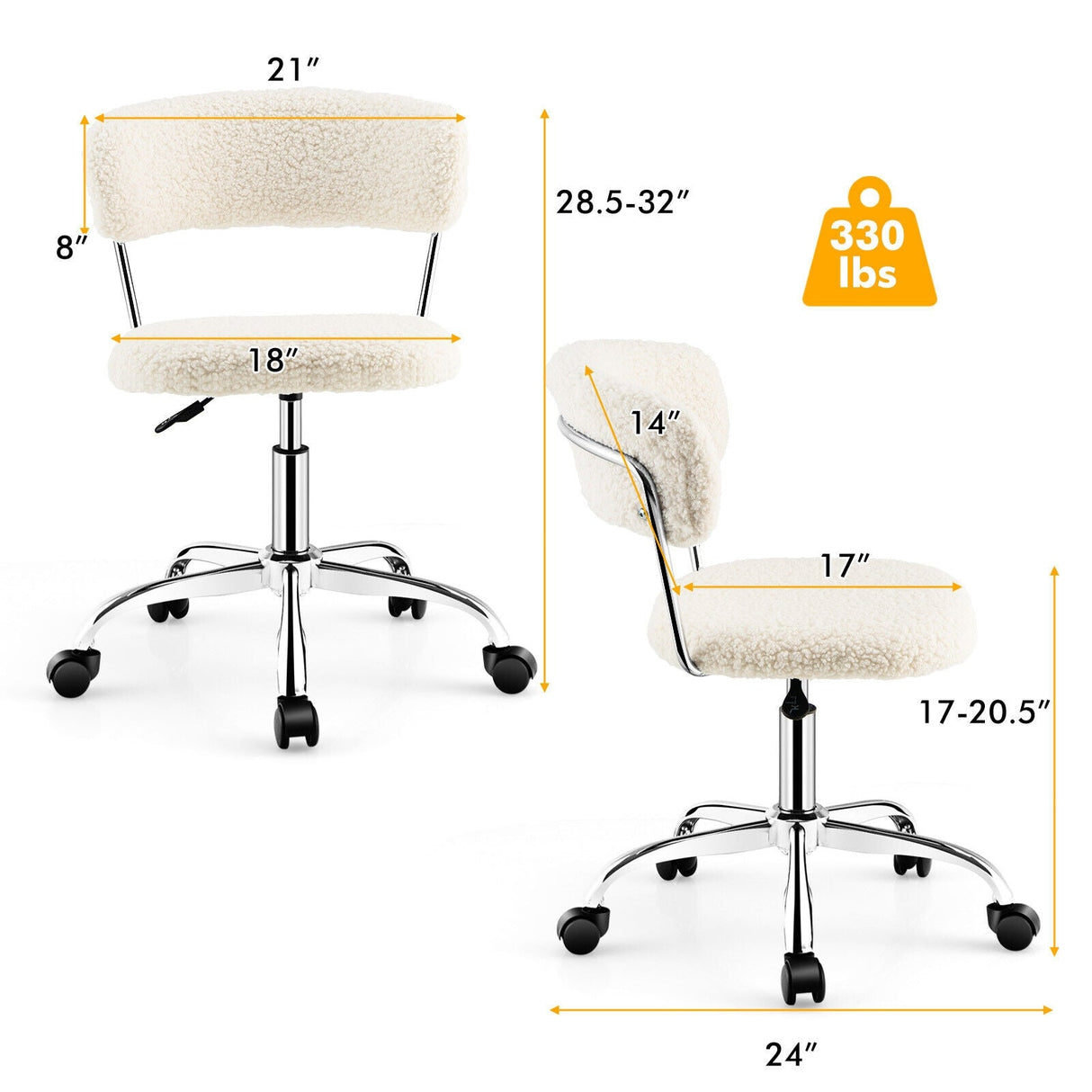 Silla de oficina Sherpa ajustable para computadora Silla giratoria para tocador