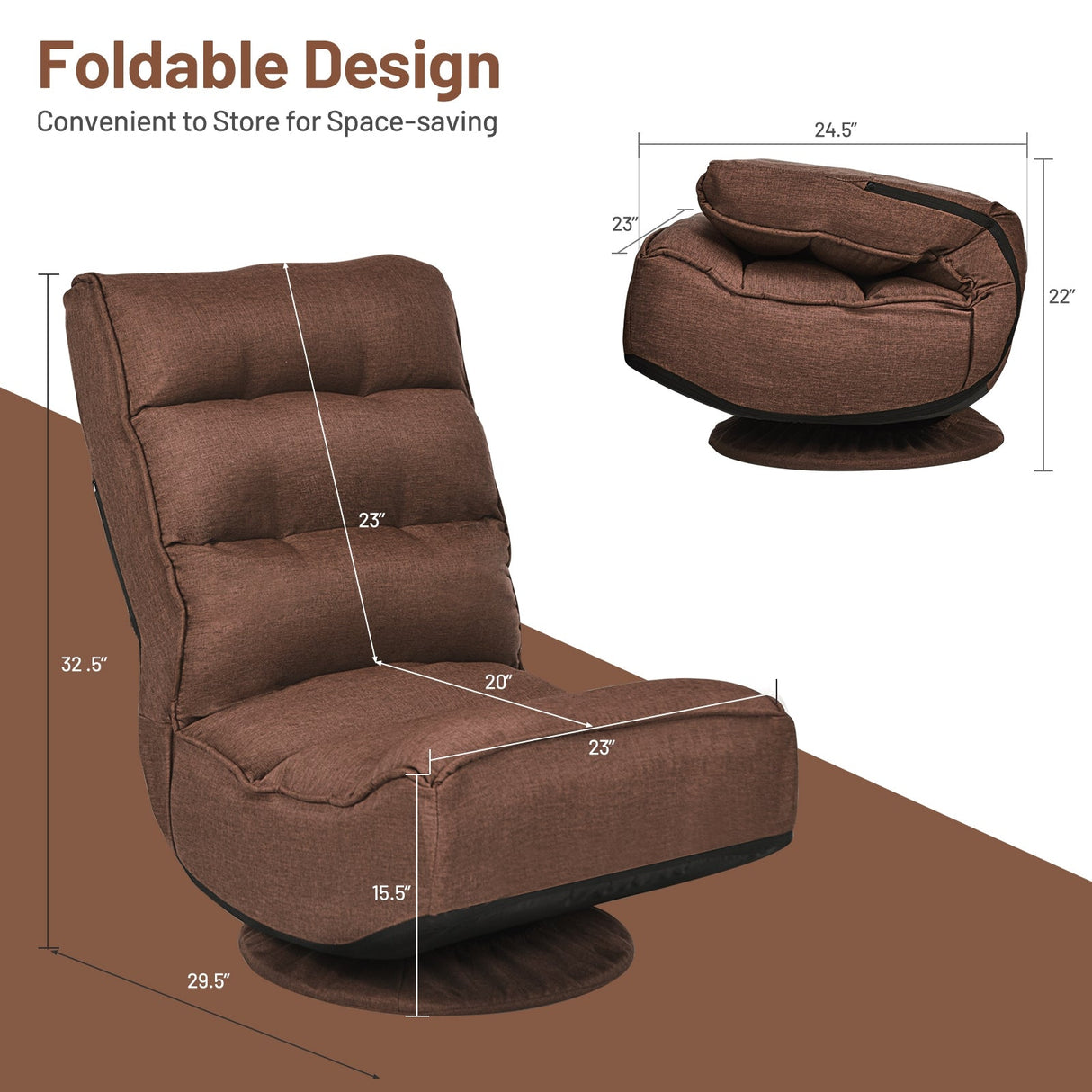 Silla de juego plegable de suelo de 5 posiciones