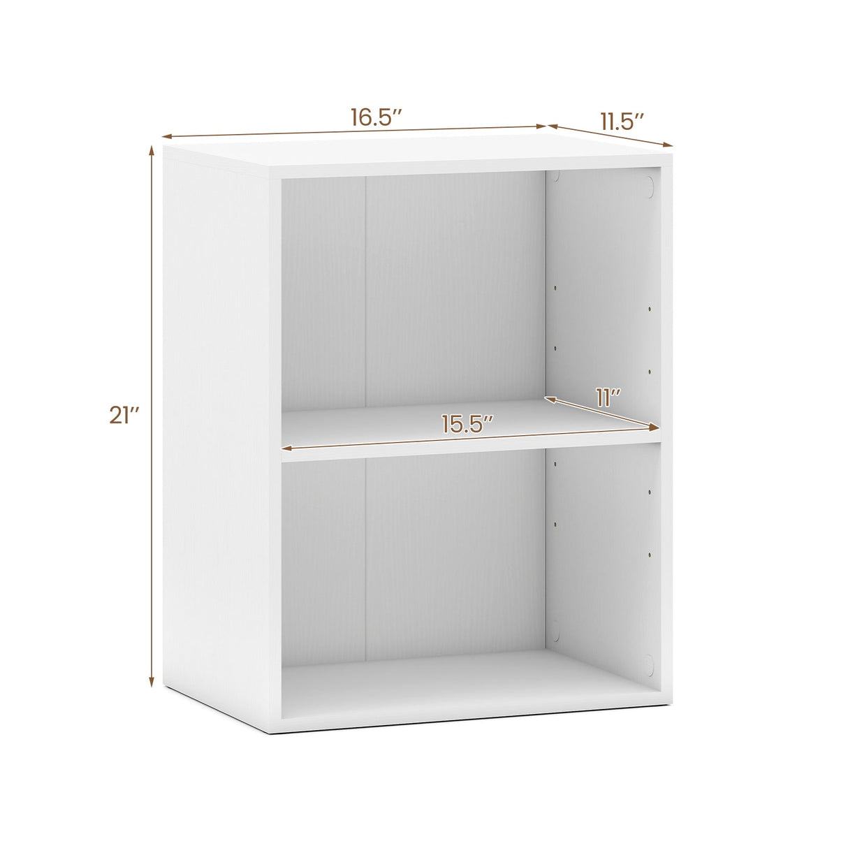 Juego de 2 estanterías de 2 cubos, librerías abiertas de pie con estante ajustable de 5 posiciones