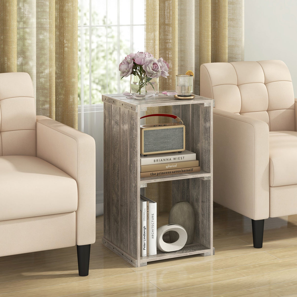 2-Cube Storage Shelf with Open Back and 3-Tier Shelf
